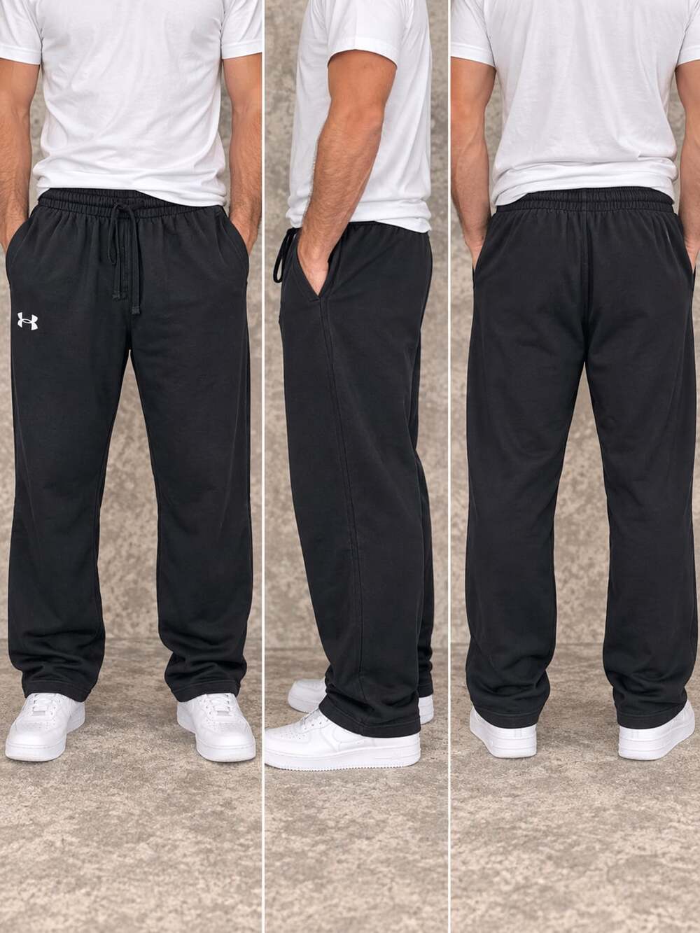 Under Armour Men's Black Fleece Open Bottom Sweatpants